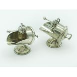 TWO HM SILVER SALTS WITH MINI SILVER SHOVELS