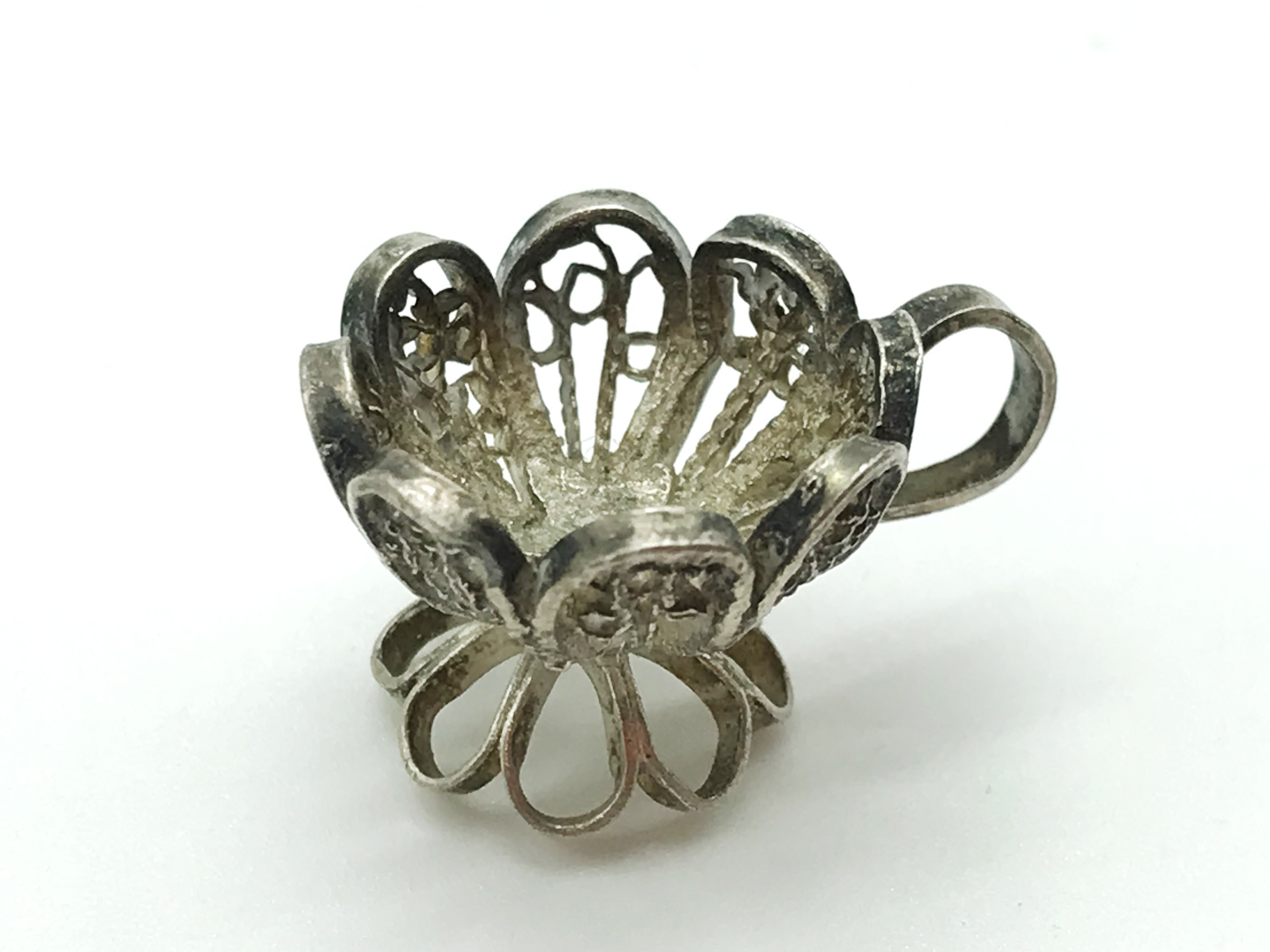 MINIATURE SILVER FILIGREE TEA SET INCLUDING TEAPOT SIX CUPS AND A TRAY - Image 2 of 10