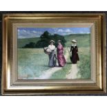 Diane Elizabeth Flynn b1939. Oil on board. “Ladies Strolling Through The Fields”