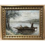 Attributed to Paul Desire Trouillbert 1829-1900. French. Oil on canvas. “Fishermen in Their Boat”