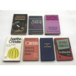 SEVEN AGATHA CHRISTIE HARDBACK NOVELS THREE WITH PERSONAL INSCRIPTIONS TO SIR PETER SAUNDERS