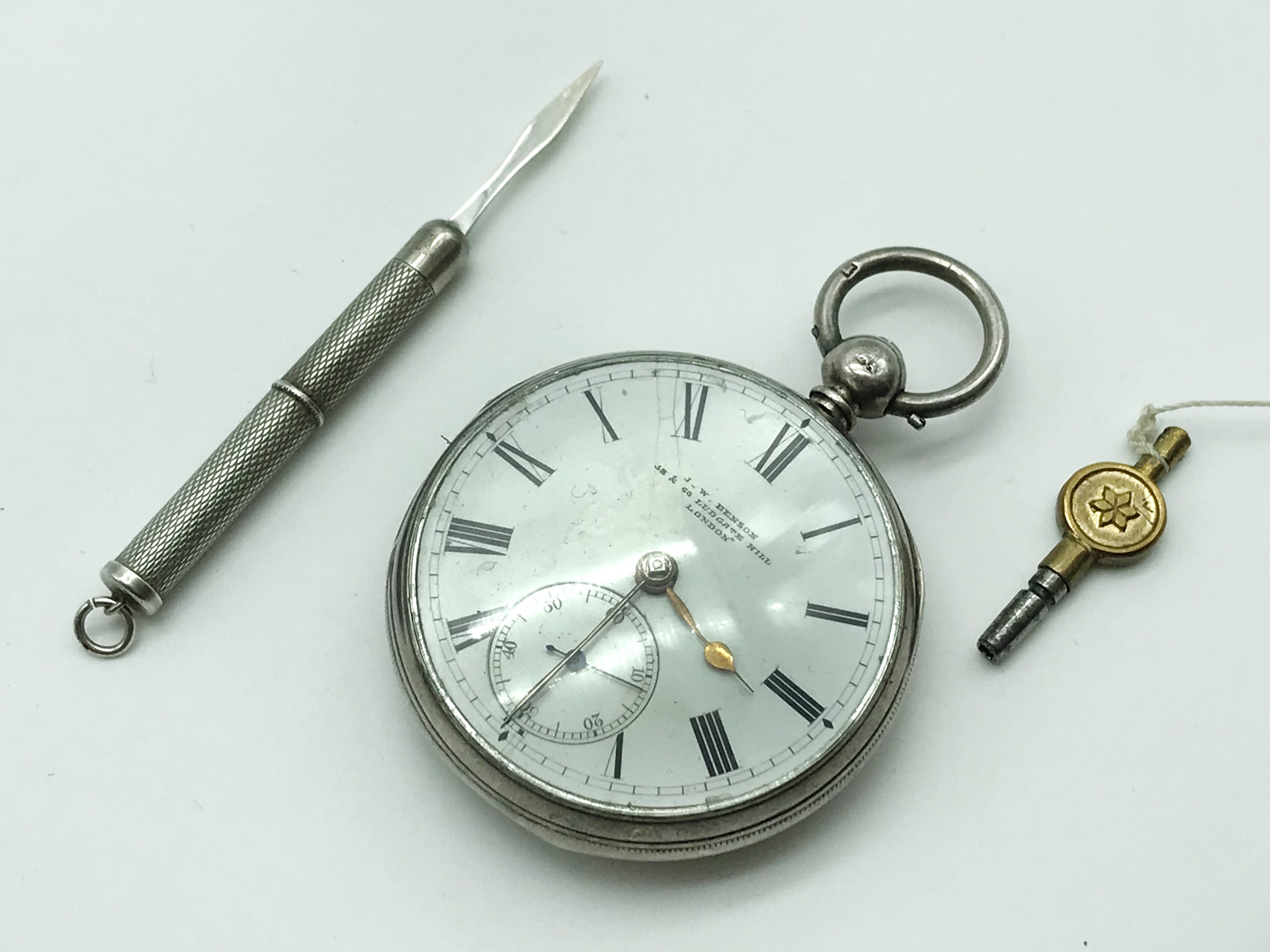 J W BENSON 1860s SILVER POCKET WATCH