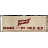 A LARGE 1950s PAINTED SIGN "NITROVIT" ANIMAL FEEDS SOLD HERE