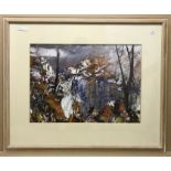 JAMES HAWKINS PAINTING MIXED MEDIA SIGNED - TREES ON THE DIRRIE IN WINTER 40x60cm