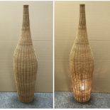 1970s RATTAN STANDARD LAMP APPROX. 4FT TALL