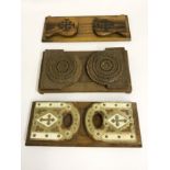 GROUP OF THREE WOODEN BOOK SLIDES TWO FROM JERUSALEM PALESTINE