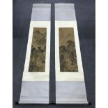 TWO VINTAGE CHINESE PAINTINGS ON SCROLLS