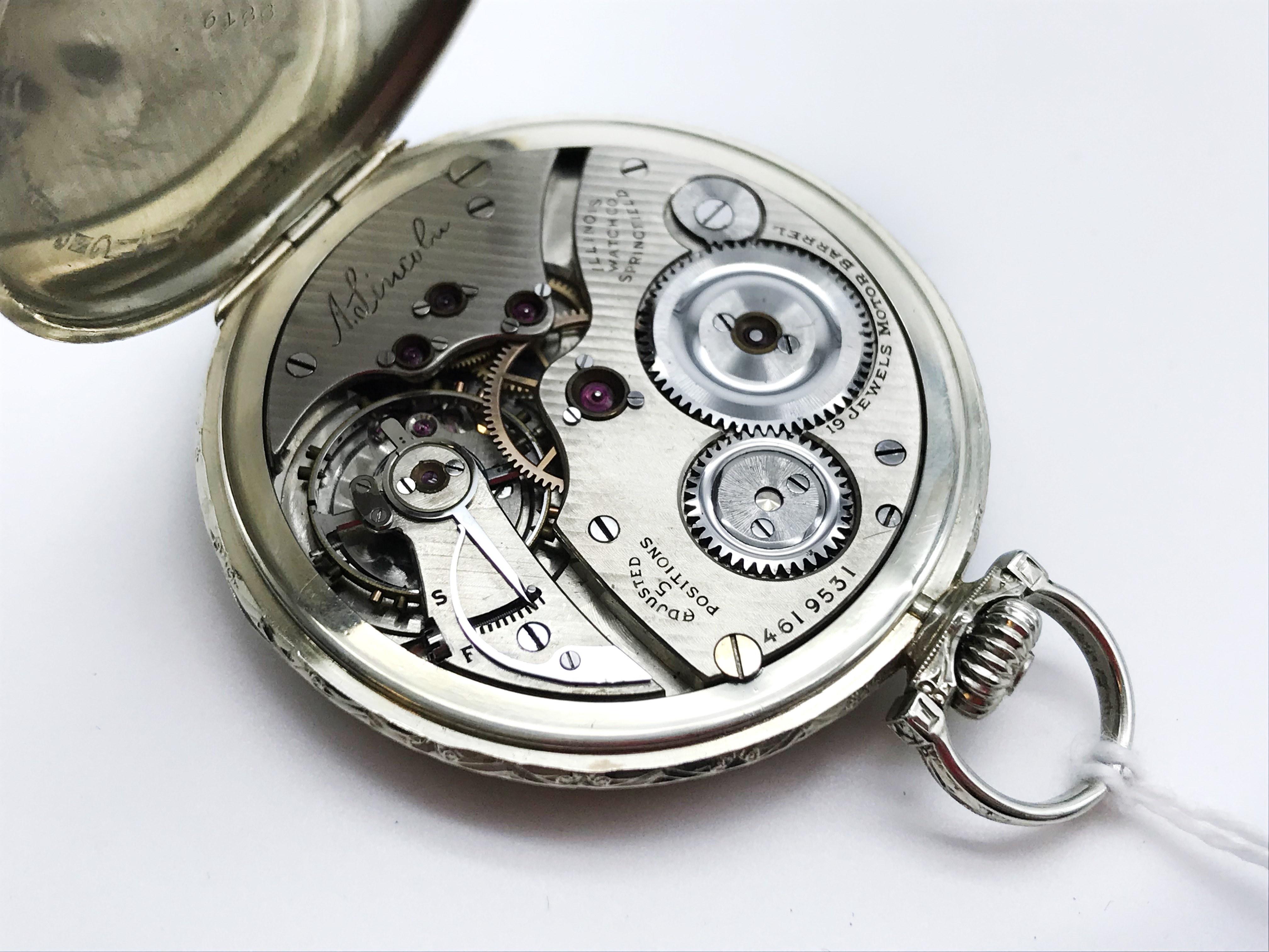 14 CARAT WHITE GOLD POCKET WATCH IN WORKING CONDITION - Image 8 of 10