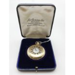 9 CARAT GOLD HALF HUNTER POCKET WATCH - WORKING CONDITION