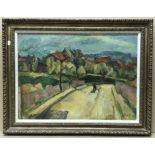 MICHEL KIKOINE SIGNED OIL ON CANVAS VILLAGE SCENE MEASURING 55cm x 70cm