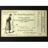 1884 ARTIST ANNUITY FUND TICKET FOR THE SOCIETY OF THE BRITISH ARTIST PALL MALL