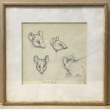 FRAMED PENCIL SKETCH OF A MOUSE SIGNED DESIGN FOR PETER S TAKEN FROM THE HOME OF SIR PETER SAUNDERS