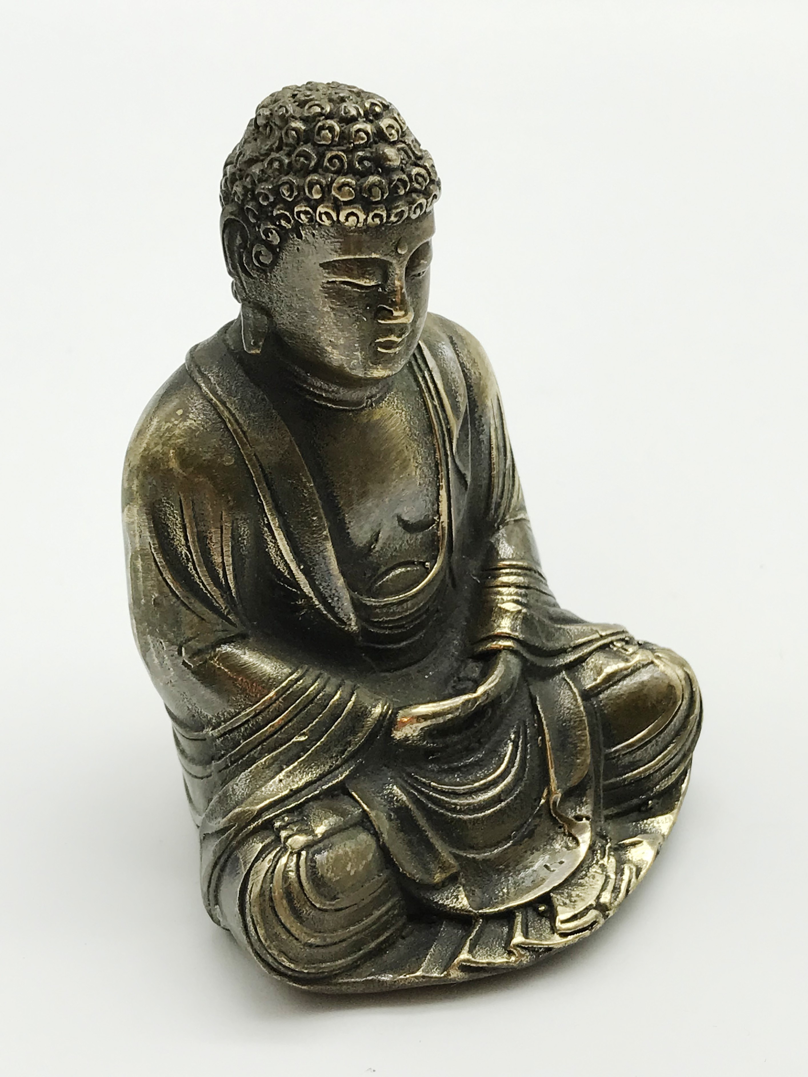 SMALL HEAVY BRASS BRONZE / BUDDHA - Image 3 of 7