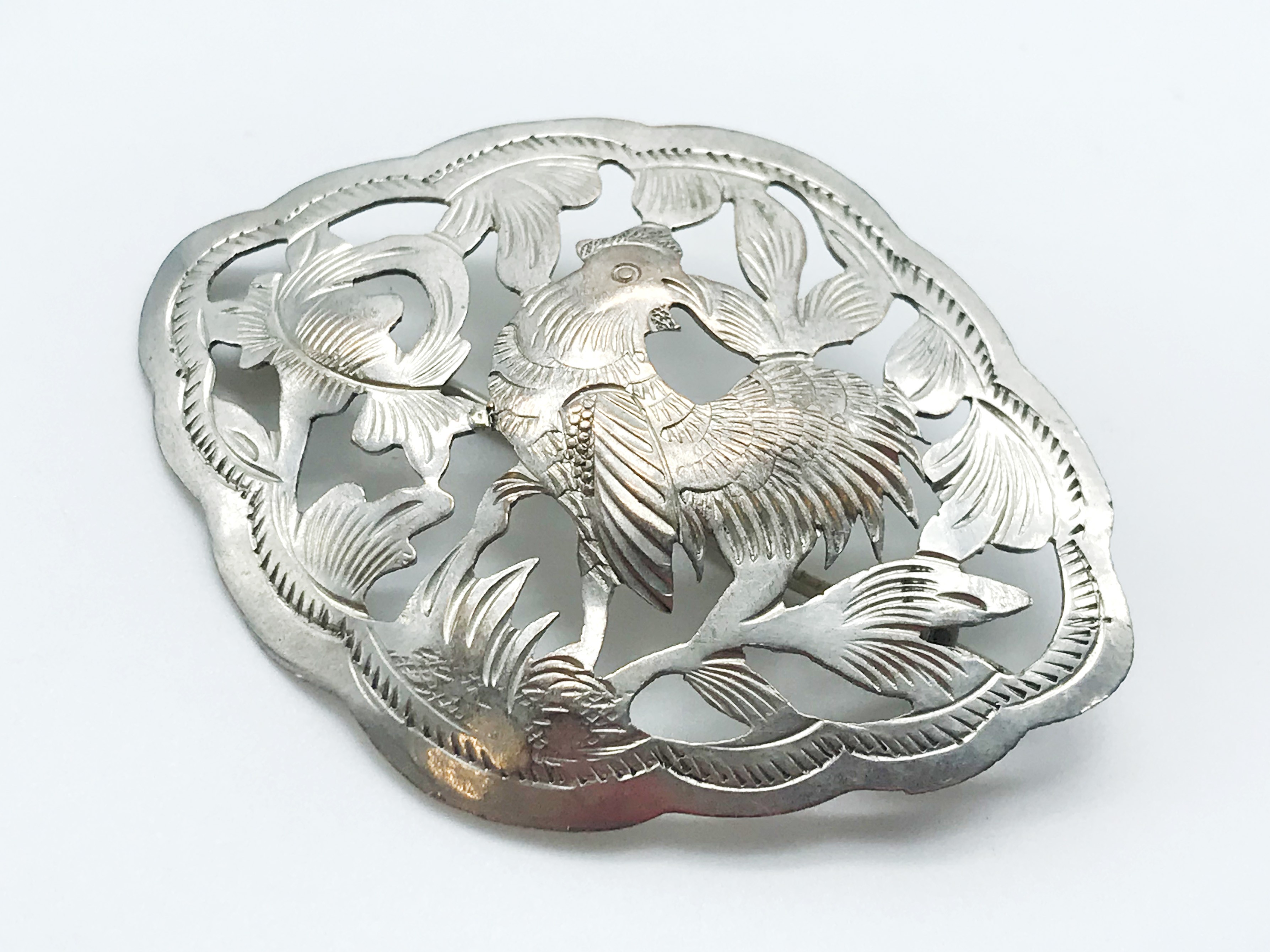 SILVER BROOCH - COCK