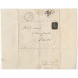 PENNY BLACK ON ENTIRE 1841 SEND TO BRISTOL WITH BLACK MALTESE CROSS