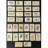 THIRTY EARLY EMBROIDERED SILK POSTCARDS IN VARIOUS CONDITION