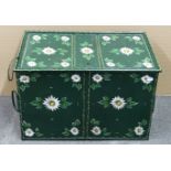 19th CENTURY PAINTED METAL TRUNK FLORAL DESIGN