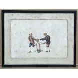 SMALL CHINESE PAINTING ON RICE PAPER FRAMED IN POOR CONDITION