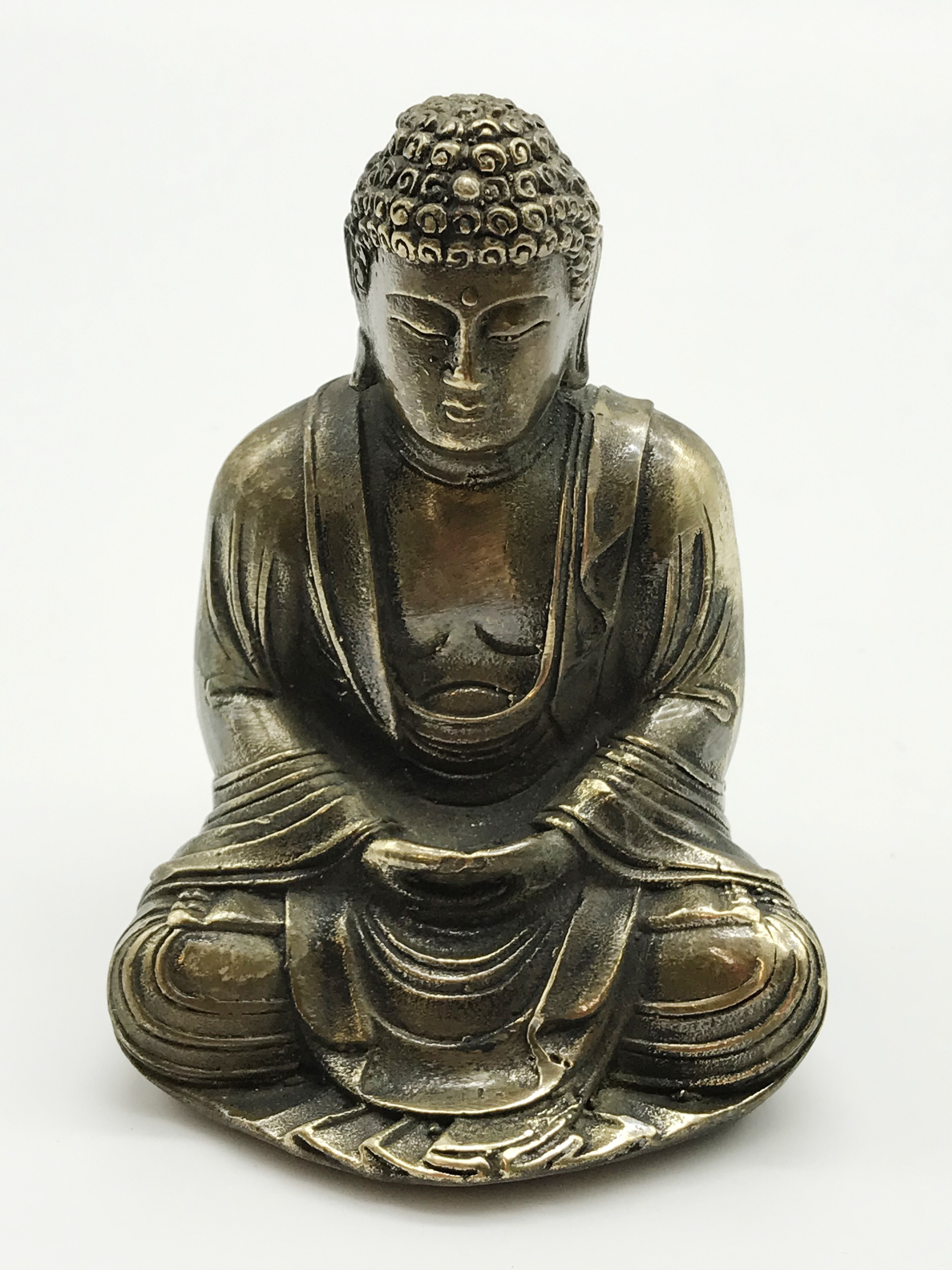 SMALL HEAVY BRASS BRONZE / BUDDHA - Image 2 of 7