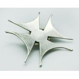 LARGE SILVER CROSS MODERNIST BROOCH