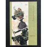RAPHAEL KIRCHNER ART NOUVEAU POSTCARD - POSTED 1904 - LES PARFUMS MOSCHUS