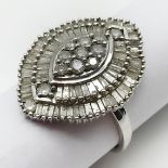 SILVER AND DIAMOND RING IN ART DECO STYLE