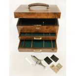 19TH CENTURY WALNUT BOX WITH DRAWERS MEDICAL OR DENTISTRY USE WITH SYRINGE