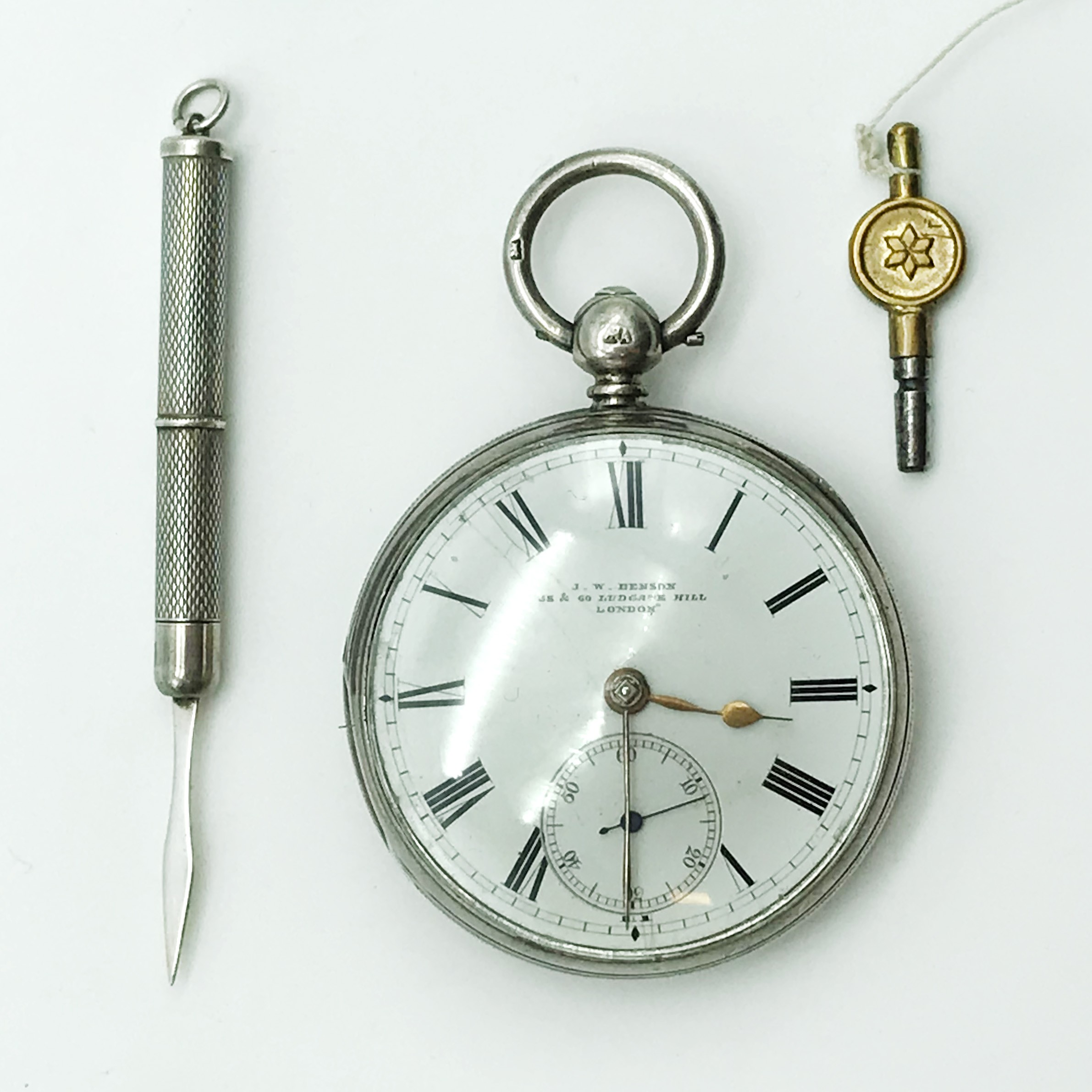 J W BENSON 1860s SILVER POCKET WATCH - Image 3 of 7