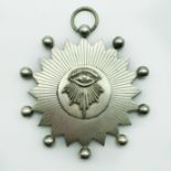 LARGE WHITE METAL UNUSUAL STAR MEDAL - SHEPHERDS ON THE MOOR LODGE