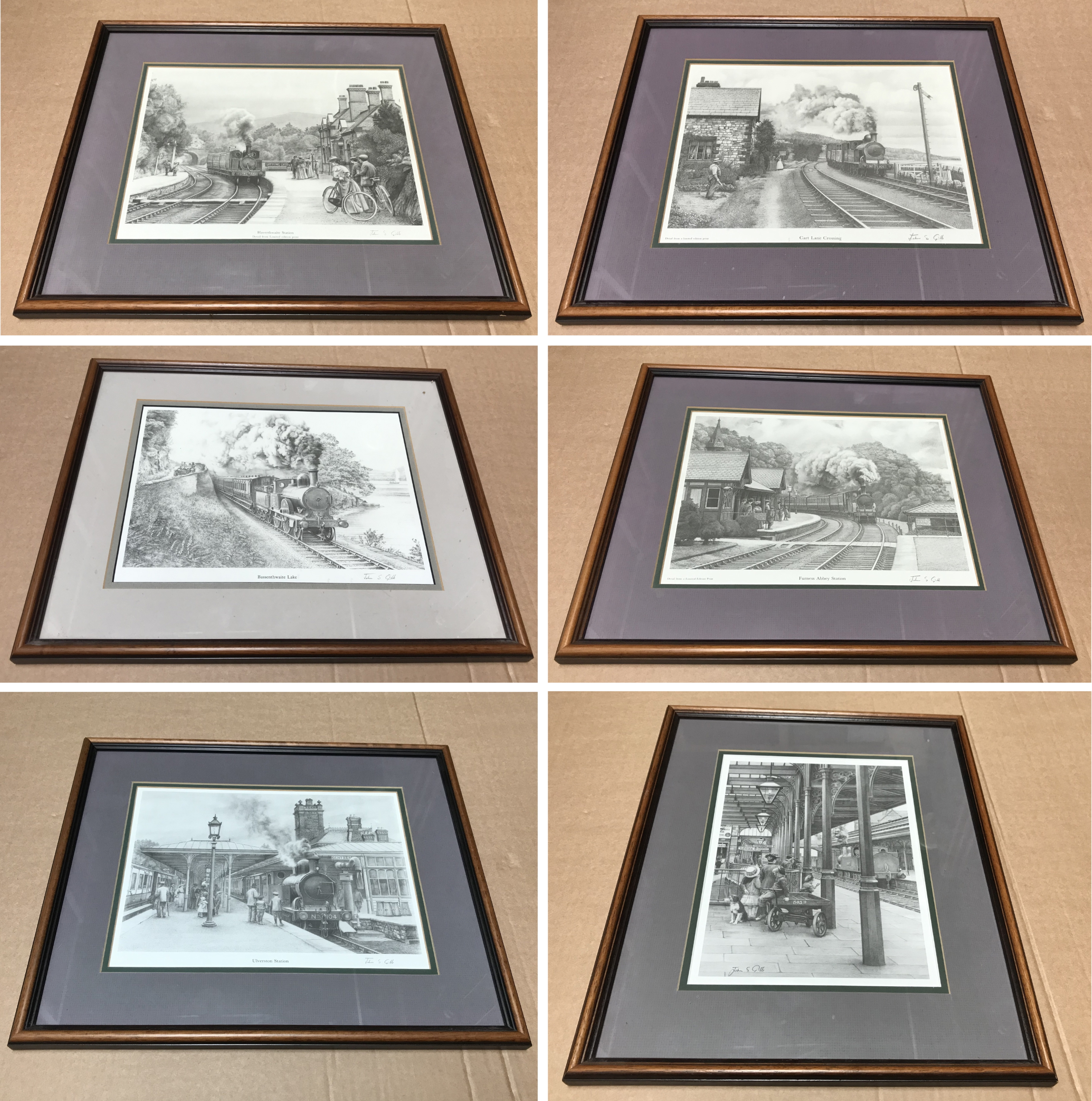 SELECTION OF SIX RAILWAYS RELATED LIMITED EDITION PRINTS SIGNED BY JOHN S GIBB