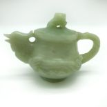 SMALL CHINESE DECORATIVE GREEN JADE TEA POT