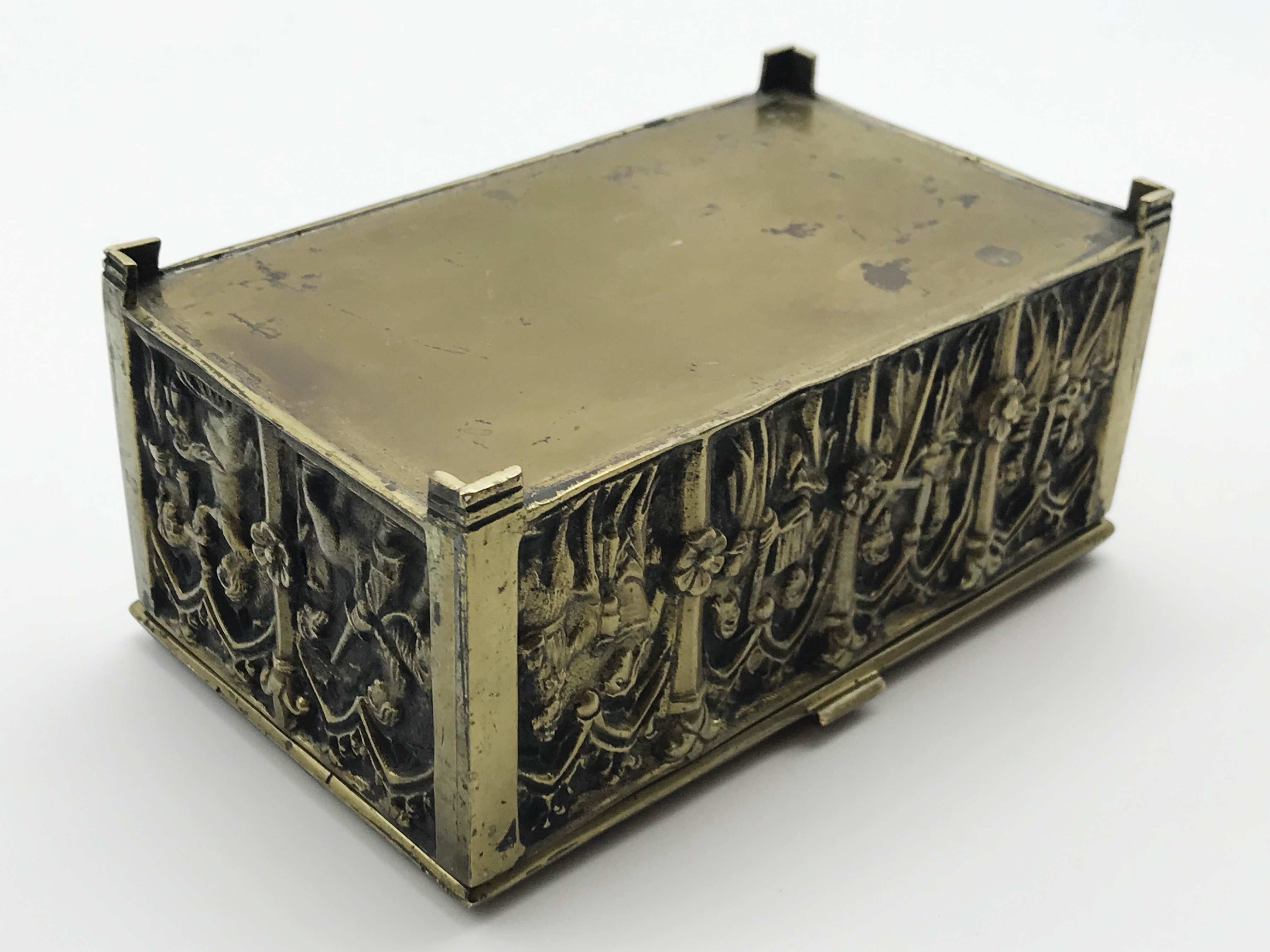 HEAVY DECORATIVE SOLID BRASS JEWELLERY ORNATE BOX / CASKET - Image 5 of 5