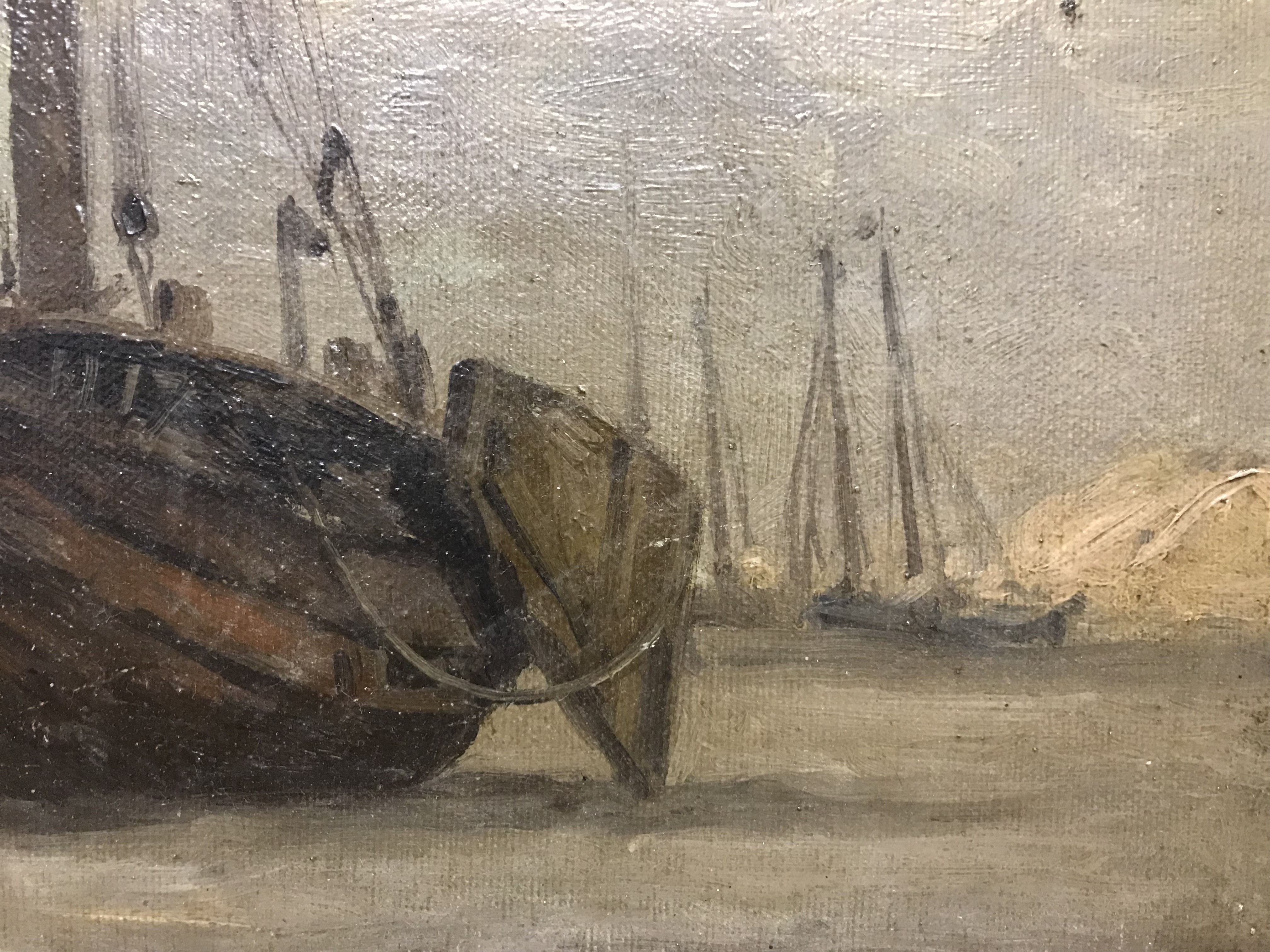 Einar From 1872-1972 Norwegian. Oil on panel. “Figures and Boats on the Beach”. Signed. - Image 3 of 6