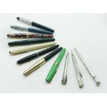GROUP OF OLD PENS INCLUDING WITH GOLD NIB