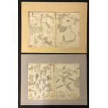 TWO WOODCUT PRINTS BY KATSUSHIKA HOKUSAI 1760-1849
