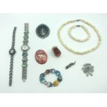 SELECTION OF COSTUME JEWELLERY INCLUDING SOME SILVER