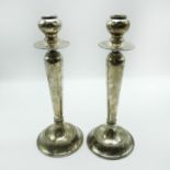 PAIR OF SILVER CANDLESTICKS WITH BULBOUS TOPS