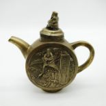 SMALL CHINESE DECORATIVE METAL TEA POT