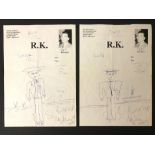 TWO SIGNED SKETCHES BY REG KRAY