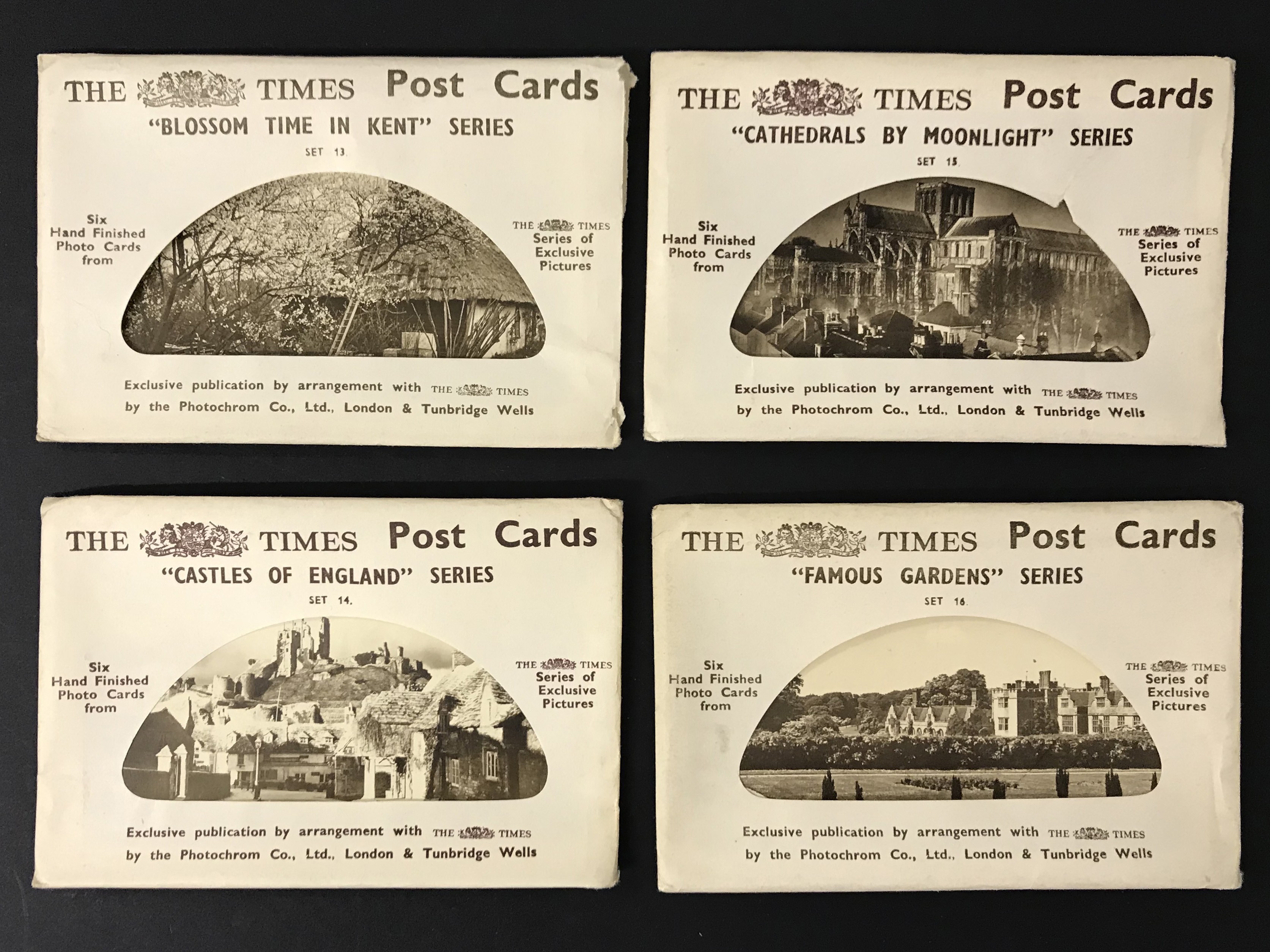 FOUR COMPLETE SETS OF SIX POSTCARDS BY THE TIMES