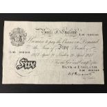 WHITE FIVE POUND NOTE - 1947 SIGNED PEPPIATT - L96 068568