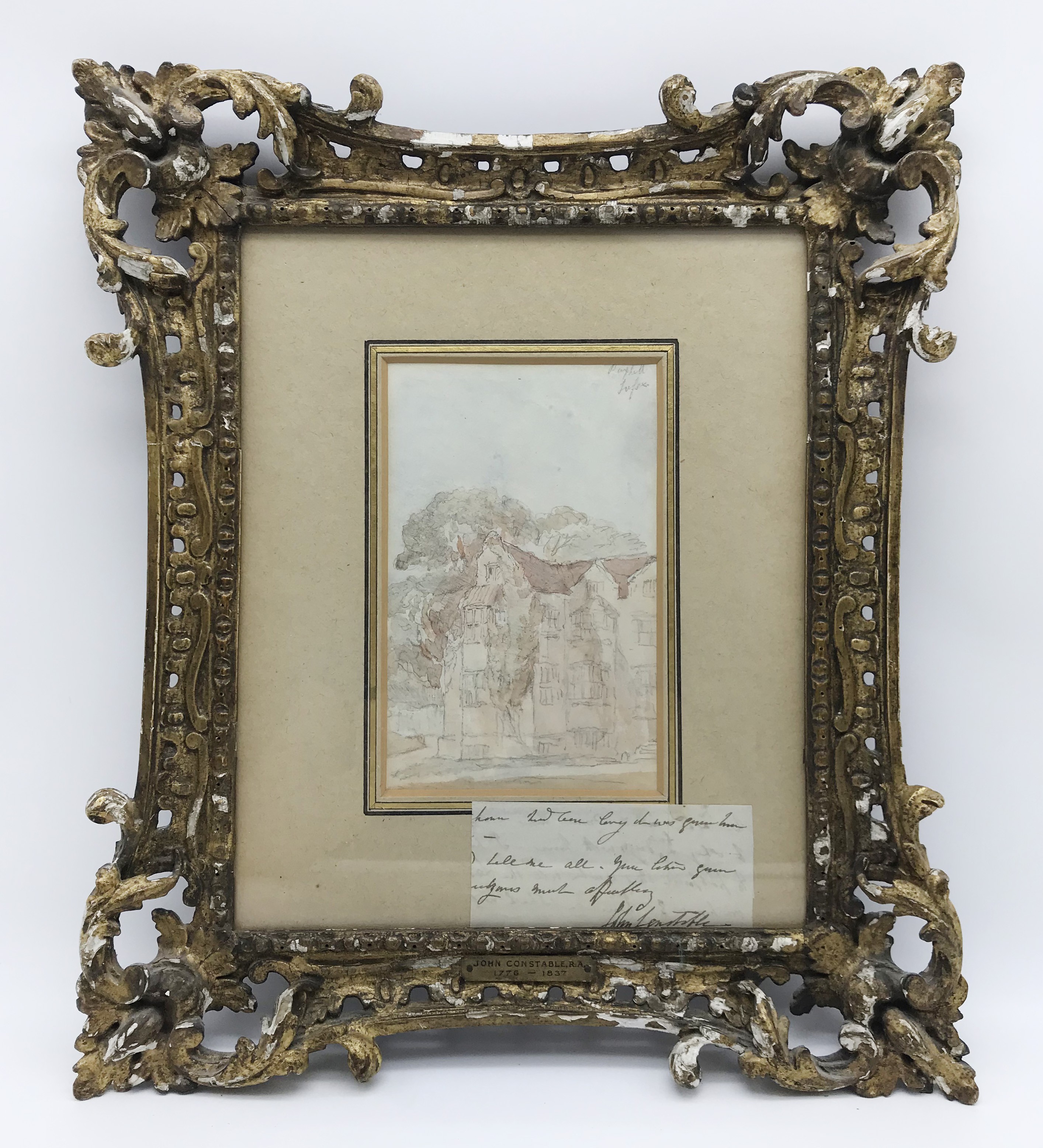 FRAMED WATERCOLOUR SKETCH OF THE MANOR HOUSE PAXHILL SUSSEX BY JOHN CONSTABLE (1776-1837) - Image 4 of 7