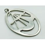 HALLMARKED SILVER OVAL SHAPED PENDANT WITH BOAT