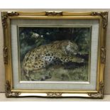 Cuthbert Edmund Swan 1870-1931. British. Watercolour. “Leopard with His Pray”.