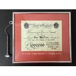 FRAMED ONE MILLION POUNDS WHITE NOTE LIMITED EDITION 4/12