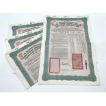 FOUR CHINESE TIENTSIN-PUKOW 1910 £20 BOND CERTIFICATES