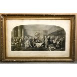 LARGE FRAMED ENGRAVING DEPICTING A MEETING OF INVENTORS AND ENGINEERS