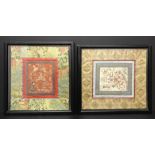 TWO SILK FRAMED PICTURES