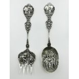 PAIR OF SILVER DUTCH REMBRANDT SPOON & FORK