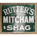 SMALL RUTTERS MITCHAM SHAG ENAMEL SIGN